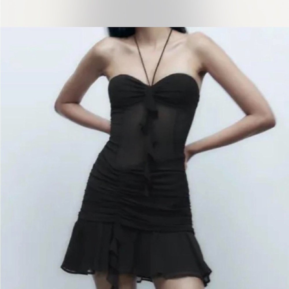 Zara Ruffle Halter Dress NWT